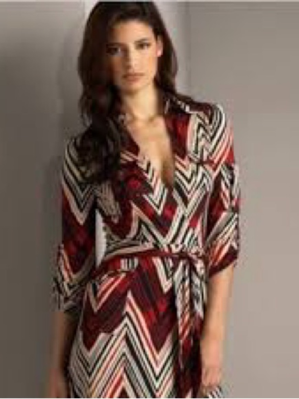 Diane von Furstenberg Chevron Utility Silk Wrap Dress Size 2